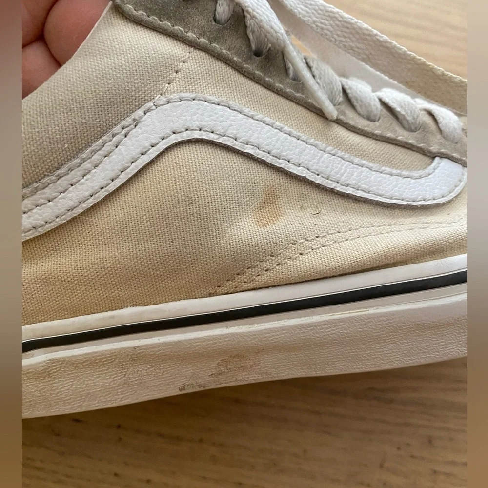 VANS Unisex Ivory White Suede Leather Skateboard Sneakers Women's 8.0
